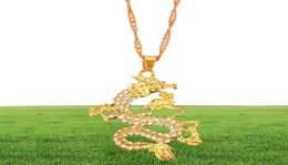 Pendant Necklaces CZ Dragon For Women Men Gold Color Jewellery Cubic Zirconia Mascot Lucky Symbol Gifts Whole 11820618
