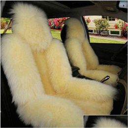 Seat Cushions Car Front Seat Er Fur Steering Wheel Pink Wool Winter Essential Furry Fluffy Thick Faux H220428 Drop Delivery Automobile Dhpr0