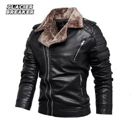 GB Men's Leather Jackets Autumn Casual Motorcycle PU Jacket Windproof Biker Leather Winter Plush Coats Brand Clothing 240112