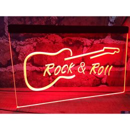 Led Neon Sign Rock And Roll Guitar Music Beer Bar Pub Club 3D Signs Light Home Decor Crafts Drop Delivery Lights Lighting Holiday Dhxun