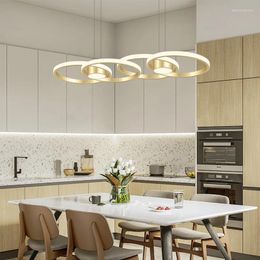 Pendant Lamps Modern Lighting Led Chandelier Ceiling Mounted Hanging Lamp Minimalist Home Rings Gold Colour