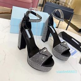 2024 dress shoes Fashion Ankle Strap 13CM heels Genuine Leather platform heel Sandal