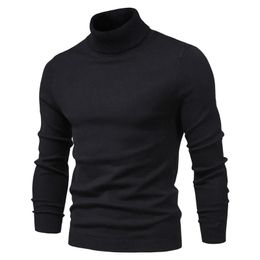 10 Colour Winter Men's Turtleneck Sweaters Warm Black Slim Knitted Pullovers Men Solid Colour Casual Sweaters Male Autumn Knitwear 240111