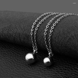 Pendant Necklaces Classic 10mm 12mm Beads Ball Stainless Steel Necklace Women Vintage Bridal Wedding Jewelry Anniversary Gift For Girl