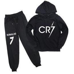 Clothing Sets Cr7 Ronaldo Kids Hoodies Pants 2Pcs/Set Tracksuit Children Unsex Casual Luminous Hooded Sweatshirt And Harem For 2-14Y Dh8Ek