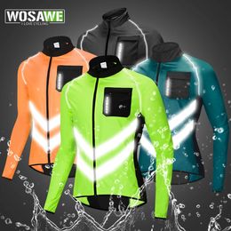 WOSAWE Reflective Cycling Windbreaker Men Bike Jacket Moto Coat Windproof Camping Fishing Cycling Clothes Multi-use Jersey 240112