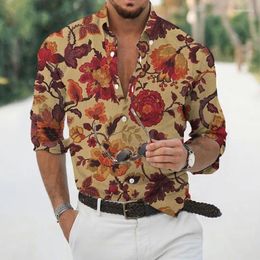Men's Casual Shirts Summer Men Long Sleeve Oversized Tops Luxury Hawaiian Floral 3d Print Beach Holiday Harajuku Shirt Male Tee Camisa