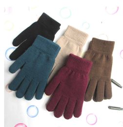 Solid Colour warm Knitted Finger Gloves Candy Colours mens women Knitted Gloves Full Finger Stretch Mittens adult bike cycling warm gloves DF343