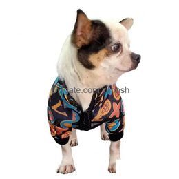 Classic Print Dog Jacket Fashion Luxury Zipper Warm Coat Designer Thin Blouse Schnauzer French Bucket Drop Delivery Dhy0I