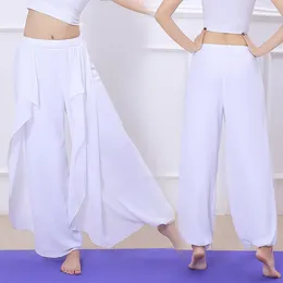 Active Pants White Dance Rhyme Yoga Sports Women's Chiffon Performance Clothing Loose And Flowing Belly