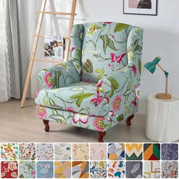Chair Covers Elastic Printed Wing Cover Stretch Spandex Wingback Armchair Removable Sofa Slipcovers With Seat Cushion
