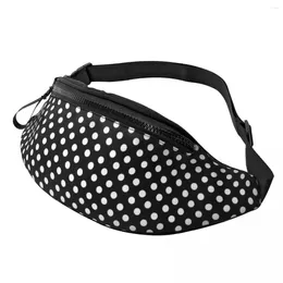 Waist Bags Polka Dots Print Bag Black And White Travel Woman Pack Polyester Fashion