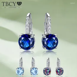 Dangle Earrings TBCYD Blue Sapphire Topaz Gemstone Drop For Women Luxury S925 Silver High Carbon Diamond Ear Clips Buckle Jewellery