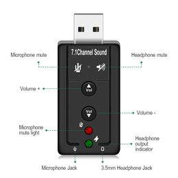USB external sound card plug-and-play external laptop/desktop audio interface converter