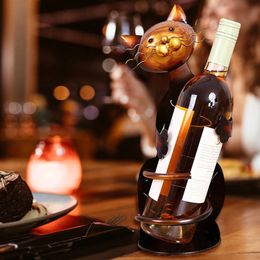 Modern Metal Cat Shape Wine Holder Durable Style Delicate Craftsmanship Rack Adorable Gifts for Lovers 240111