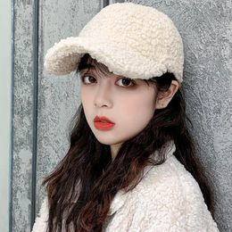 Autumn Winter Baseball Cap Women Artificial Lamb Wool Hats Version Warm Cap Plush Baseball Caps Spring Baseball Cap 240111