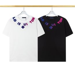 Men's T-shirt Designer Summer Couple Short Sleeve Fashion Label Neckline Letter Embroidered White Cotton Round Neck T-shirt Loose Korean Fashion M-3XL