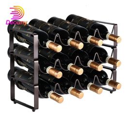 DEOUNY 1PCS Iron Wine Bottle Holder Glass Drying Household Champagne Collecter Storage Rack Bar Counter Tools 240111