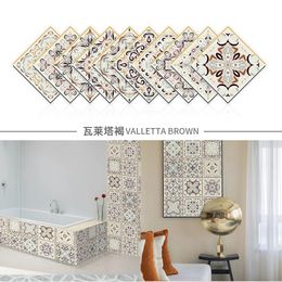 Easy To Apply10PCS Pack Home Kitchen Bathroom Backsplash Vintage Vinyl Tile Stickers Waterproof Removable Wall And Floor Decals 240112