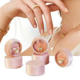 Jewelry Pouches Packaging Mini Ring Box Gift Boxes Earrings Storage Pink Round Display Case Pendant Necklace