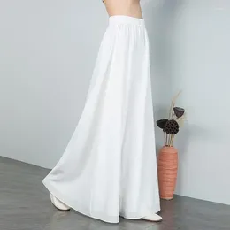 Women's Pants Fashion Women Oversized White Chiffon Summer Thin Korean Casual High Waist Elastic Band Loose Solid Wide Leg Trousers