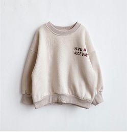 Children039s western style Korean fleece clothes winter girls baby thickened plus velvet letters cotton swea 2110299886402