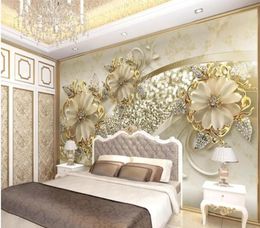 Golden 3d stereo European pattern Jewellery TV background wall modern wallpaper for living room2731047