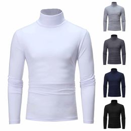 Men Spring White Shirt Long Sleeve Slim Pullover Turtleneck Sweater Blouse Top Long Sleeve Shirts For Men Vintage Clothes 240112