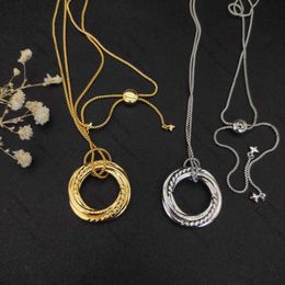 Ожерелье DY, роскошное модное круглое двойное кольцо с двойным сердцем, высококачественное изысканное сферическое полное бриллиантовое ожерелье, мини-квадратное бриллиантовое колье