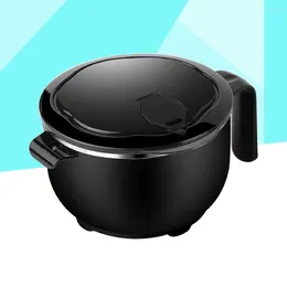 Dinnerware Large Capacity Stainless Steel Instant Noodles Bowl With Lid Lunch Box Insulation Container (Black)