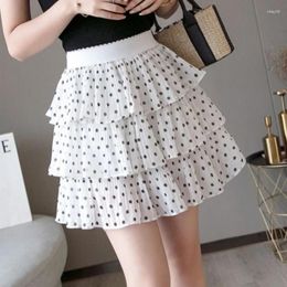 Skirts Summer Women Dot Print Thin Short A Line Mini Casual Skirt Female High Waist Slim Fit Hip Wrap Vintage G63