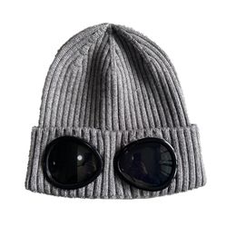 Designer 2024 new CP two Lens Glasses Goggles Beanies Men Knitted Hats Skull Caps Outdoor Women Uniesex Winter Beanie Black Grey Bonnet L6