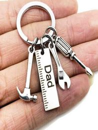 Father039s Day stainless steel Keychain cartoon Key ring dad papa grandpa hammer screwdriver wrench ruler dad039s tools gift7755937