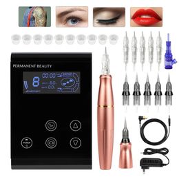 Machine Permanent Makeup Hine Tattoo Pen 2 Head Eyebrow Lip Liner Rotary Tattoo Hine Kit Mts Tattoo Micropigmentation Device