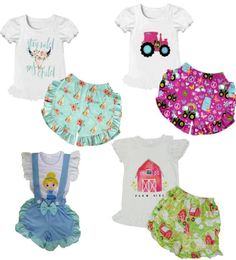 Toddler Baby Girls Clothing Outfits New Design Kids Summer Clothes Set Milk Silk Kids Short Sleeve Short Pants Set 3M16T Bulk Who5092829