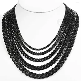 Chains Curb Cuban Necklace For Men Black Gold Silver Colour Stainless Steel Mens Jewellery Gifts 3/5/7/9/11mm LKNM09