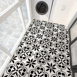 Creative Pattern 4PCS Twill Nonslip Black And White Bathroom Waterproof Kitchen Selfadhesive Vinyl Floor Tile Stickers 240112