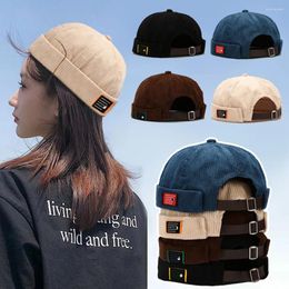 Berets Mens Women Dome Hat Melon Beanie Caps Corduroy Solid Colour Docker Hats Adjustable Winter Streetwear Hip Hop Bonnet Beanies