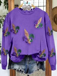 Women Fashion Party Sweater Mardi Gras University Sweatshirts Funny Academy Fall Pullover Sweatshirt 240112