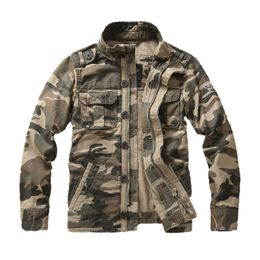 Men's clothing autumn and winter new product pure cotton casual camouflage work jacket without hood jacket military middle-aged men's jacket