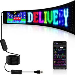 LED Matrix Panel Rolling Advertising LED Signage USB 5V Bluetooth App Controlled Sign Light Programmable LED Car Sign 240112