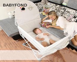 Portable Newborn Baby Bed Multifunctional Folding Travel Small Bb With Mosquito Net Splicing Bedside6566709