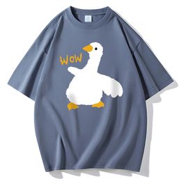 Funny Men's T-shirts Streetwear Harajuku Cartoon Fluffy Goose Duck T-Shirt 2024 Hip Hop Casual Cotton Loose Tee Shirts Tops