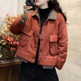 Women's Trench Coats Short Quilted Padded Female Thick Padding Red Cropped Black Jacket Outerwears Harajuku Fashion 2024 Lightweight