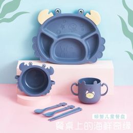 Dinnerware Sets Cute Children's Tableware Creative With Divided Grid Thickened Anti-scalding Baby Eating Plate Crab Shape Dinner Set