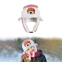 SYPVRY Kids Led Winter Trapper Hat with Light Warm Winter Snow Hat with Ear Flaps Boys Girls Cute Ushanka Hat Christmas Gift 240111