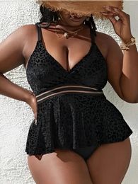 Women's Swimwear Two Piece Swimsuit Dress Women Tankini 2024 Plus Large Size Female Black Bathing Swimming Swim Suit Beachwear 4XL