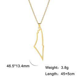 Designer Necklace Israel Map Pendant Necklace For Women Men 14K Yellow Gold Color Neck Chains Country Geography Jewelry Cross Necklace H 7382