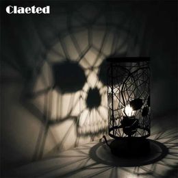 Night Lights Halloween Projection Table Lamp Gothic Skull Bedroom Living Room Bar Holiday Decoration Creative LED Atmosphere Night Light YQ240112