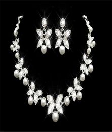 Cheap Rhinestone Faux Pearls Bridal Jewellery Sets Earrings Necklace Crystal Bridal Prom Party Pageant Girls Wedding Accessories In 9021814